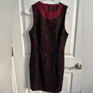 Burgundy & black lace dress